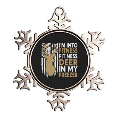 Funny IM Into Fitness FitNess Deer In My Freezer Deer Metallic Star Ornament