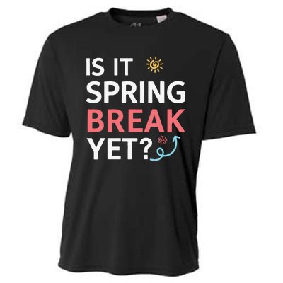 Funny Is It Spring Break Yet Floral Pattern Teacher Cooling Performance Crew T-Shirt