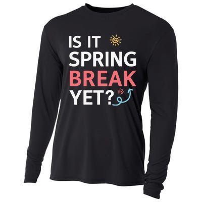 Funny Is It Spring Break Yet Floral Pattern Teacher Cooling Performance Long Sleeve Crew