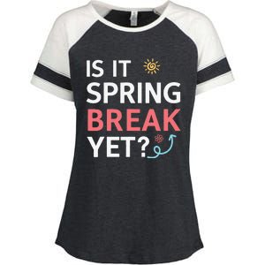 Funny Is It Spring Break Yet Floral Pattern Teacher Enza Ladies Jersey Colorblock Tee