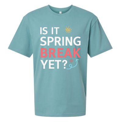 Funny Is It Spring Break Yet Floral Pattern Teacher Sueded Cloud Jersey T-Shirt