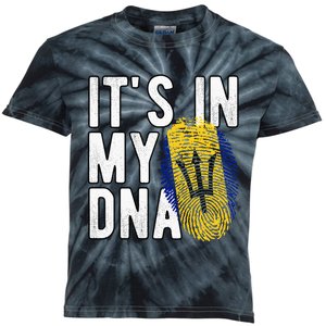 Funny it's in my DNA Barbados flag Fingerprint Kids Tie-Dye T-Shirt