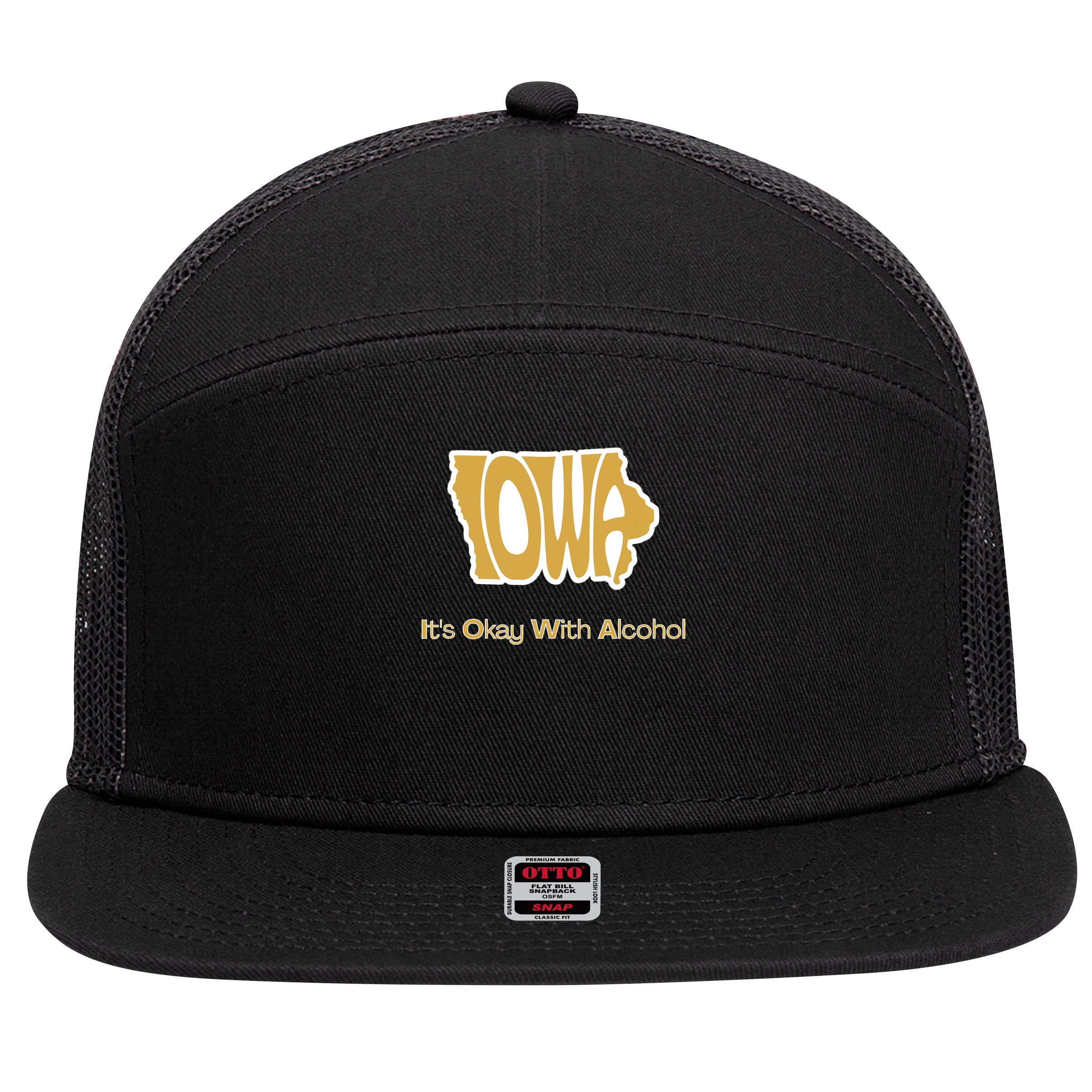 Funny Iowa Its Okay With Alcohol Iowa Joke Gift 7 Panel Mesh Trucker Snapback Hat