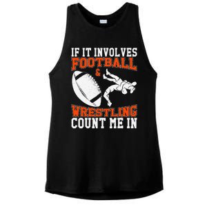 Funny If It Involves Football And Wrestling Count Me Fan Ladies PosiCharge Tri-Blend Wicking Tank