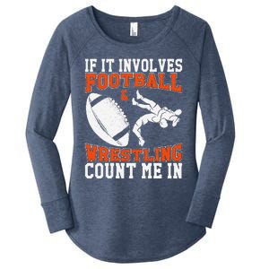 Funny If It Involves Football And Wrestling Count Me Fan Women's Perfect Tri Tunic Long Sleeve Shirt