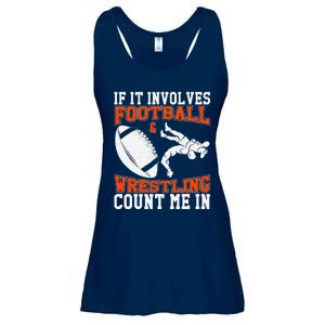 Funny If It Involves Football And Wrestling Count Me Fan Ladies Essential Flowy Tank