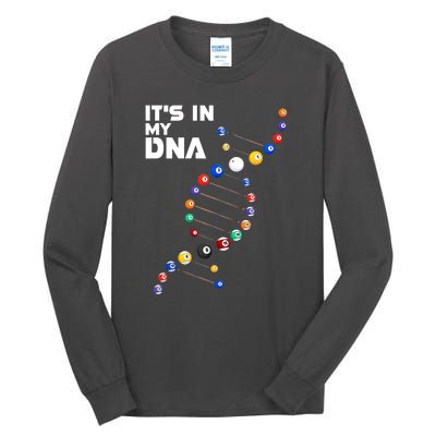 Funny Its In My Dna Pool Billiard Billiards Team Gift Tall Long Sleeve T-Shirt