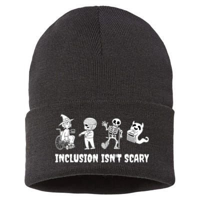 Funny Inclusion IsnT Scary Teacher Halloween 2024 Sustainable Knit Beanie