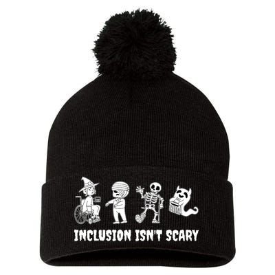 Funny Inclusion IsnT Scary Teacher Halloween 2024 Pom Pom 12in Knit Beanie