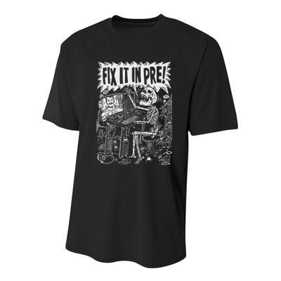 Fix It In Pre Skeleton Computer Bones Funny Youth Performance Sprint T-Shirt