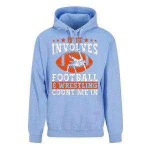 Funny If It Involves Football And Wrestling Count Me Fan Unisex Surf Hoodie