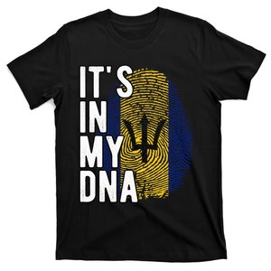 Funny ItS In My Dna Barbados Flag Fingerprint T-Shirt