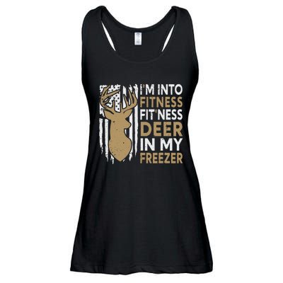 Funny I'm Into Fitness Fit'Ness Deer In My Freezer Deer Ladies Essential Flowy Tank