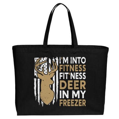 Funny I'm Into Fitness Fit'Ness Deer In My Freezer Deer Cotton Canvas Jumbo Tote