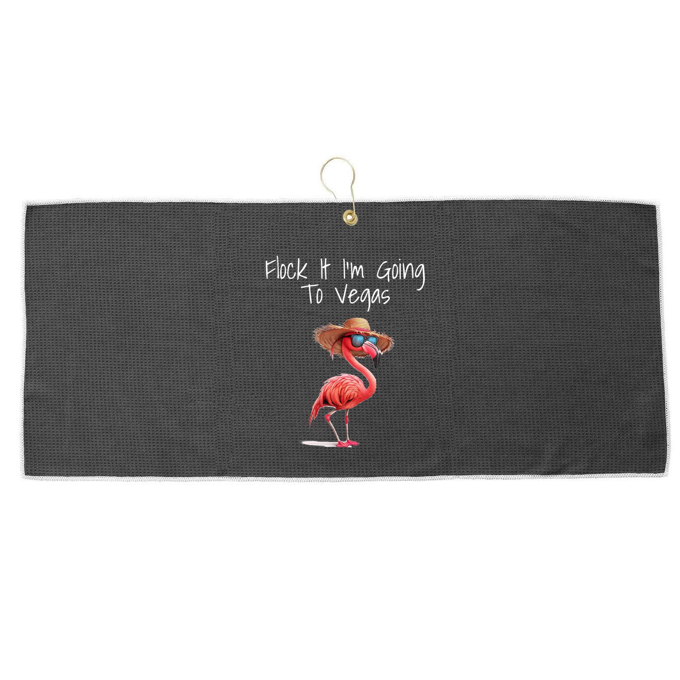 Flock It IM Going To Vegas Saying Funny Vacation Flamingo Large Microfiber Waffle Golf Towel