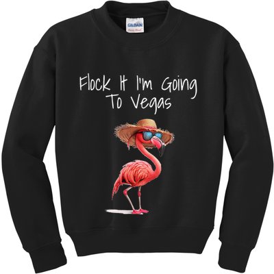 Flock It IM Going To Vegas Saying Funny Vacation Flamingo Kids Sweatshirt