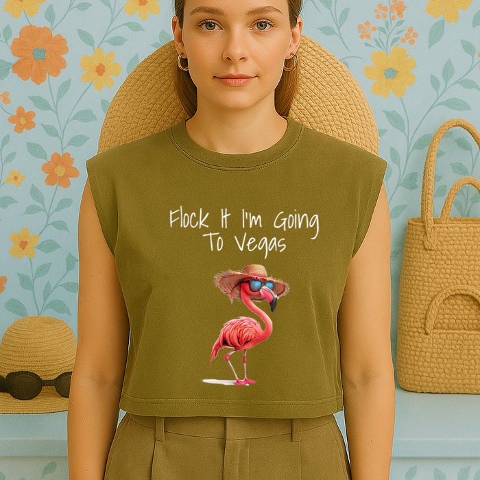 Flock It IM Going To Vegas Saying Funny Vacation Flamingo Garment-Dyed Women's Muscle Tee