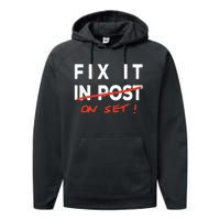 Fix It In Post Fix It On Set Funny Film Tv Crew Editor Vfx Performance Fleece Hoodie