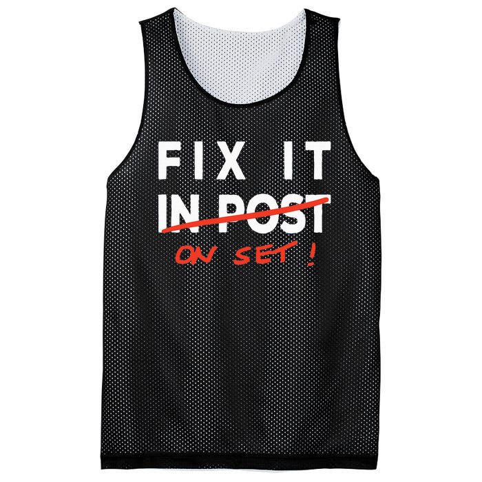 Fix It In Post Fix It On Set Funny Film Tv Crew Editor Vfx Mesh Reversible Basketball Jersey Tank