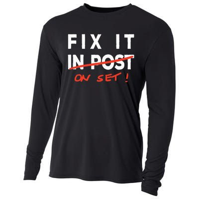 Fix It In Post Fix It On Set Funny Film Tv Crew Editor Vfx Cooling Performance Long Sleeve Crew