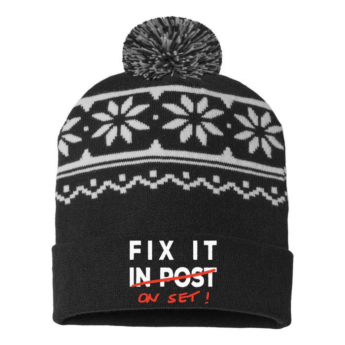 Fix It In Post Fix It On Set Funny Film Tv Crew Editor Vfx USA-Made Snowflake Beanie