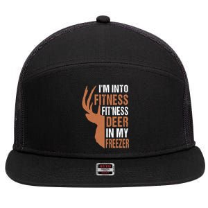 Funny IM Into Fitness FitNess Deer In My Freezer 7 Panel Mesh Trucker Snapback Hat