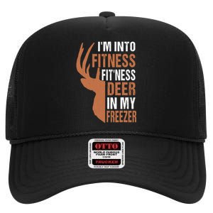 Funny IM Into Fitness FitNess Deer In My Freezer High Crown Mesh Back Trucker Hat