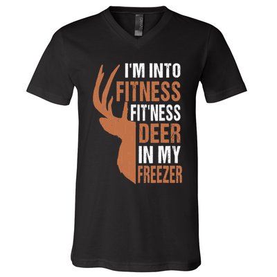Funny IM Into Fitness FitNess Deer In My Freezer V-Neck T-Shirt