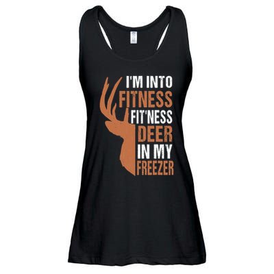 Funny IM Into Fitness FitNess Deer In My Freezer Ladies Essential Flowy Tank
