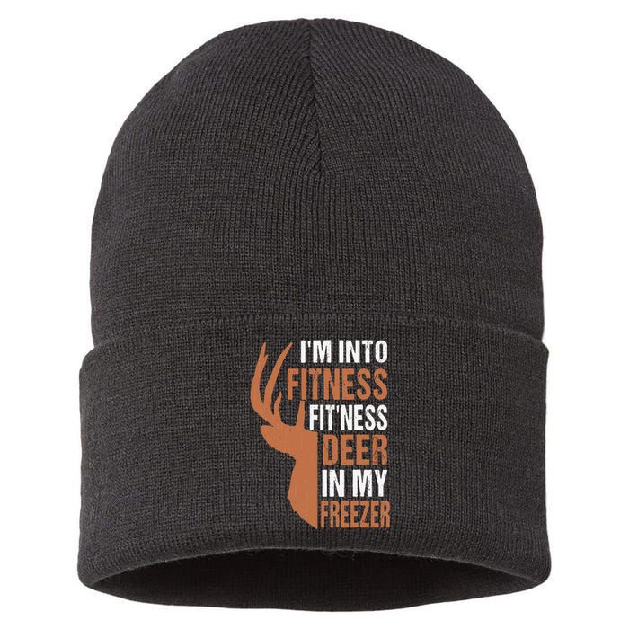 Funny IM Into Fitness FitNess Deer In My Freezer Sustainable Knit Beanie