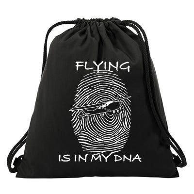 Flying Is In My Dna Pilot Present Flight Instructor Present Drawstring Bag