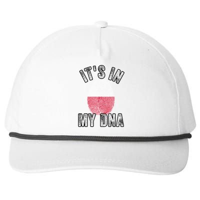 Funny ItS In My Dna Poland Flag Fingerprint Snapback Five-Panel Rope Hat