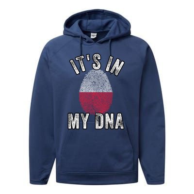 Funny ItS In My Dna Poland Flag Fingerprint Performance Fleece Hoodie