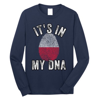 Funny ItS In My Dna Poland Flag Fingerprint Long Sleeve Shirt