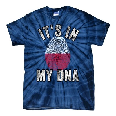 Funny ItS In My Dna Poland Flag Fingerprint Tie-Dye T-Shirt