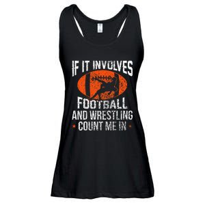 Funny If It Involves Football And Wrestling Count Me Fan Ladies Essential Flowy Tank