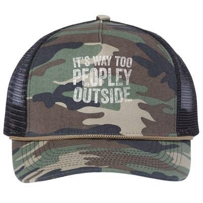 Funny Introver It's Way Too Peopley Outside Retro Rope Trucker Hat Cap