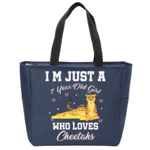 Funny Im Just 7 Year Old Who Loves Cheetahs Birthday Zip Tote Bag