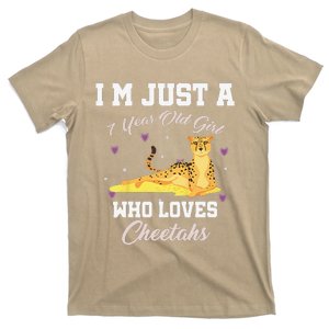 Funny Im Just 7 Year Old Who Loves Cheetahs Birthday T-Shirt