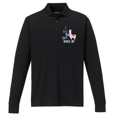 Funny I Just Really Love Alpacas Ok Cute Alpaca Performance Long Sleeve Polo