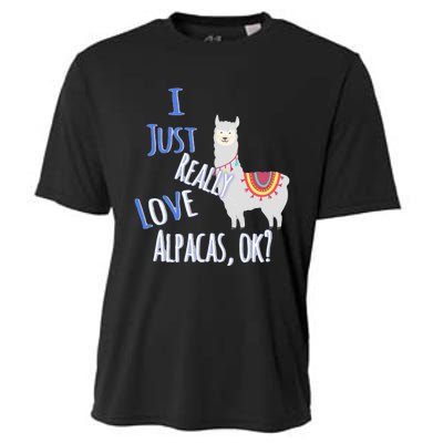 Funny I Just Really Love Alpacas Ok Cute Alpaca Cooling Performance Crew T-Shirt