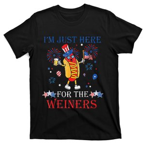 Funny I'm Just Here For The Wieners 4Th Of July T-Shirt