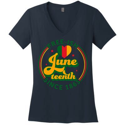 Free Ish Juneteenth Since 1865 Afro America Women's V-Neck T-Shirt