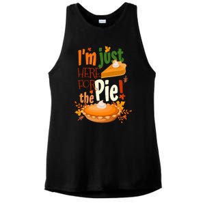 Funny I'm Just Here For The Pie Funny Thanksgiving Pumpkin Pie Ladies PosiCharge Tri-Blend Wicking Tank