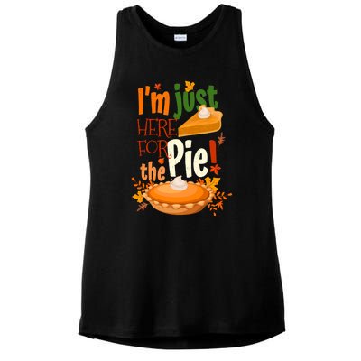 Funny I'm Just Here For The Pie Funny Thanksgiving Pumpkin Pie Ladies PosiCharge Tri-Blend Wicking Tank