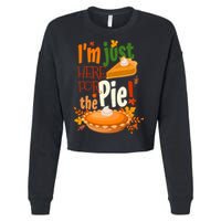 Funny I'm Just Here For The Pie Funny Thanksgiving Pumpkin Pie Cropped Pullover Crew