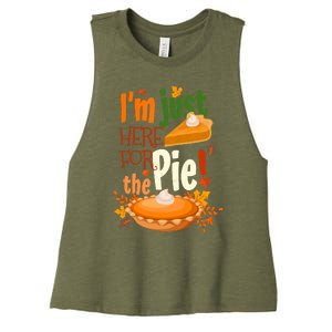 Funny I'm Just Here For The Pie Funny Thanksgiving Pumpkin Pie Women's Racerback Cropped Tank