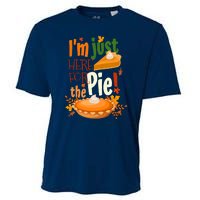 Funny I'm Just Here For The Pie Funny Thanksgiving Pumpkin Pie Cooling Performance Crew T-Shirt