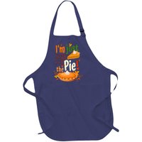 Funny I'm Just Here For The Pie Funny Thanksgiving Pumpkin Pie Full-Length Apron With Pockets