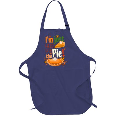 Funny I'm Just Here For The Pie Funny Thanksgiving Pumpkin Pie Full-Length Apron With Pockets